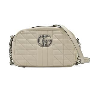 $1790 Gucci Calfskin Matelasse Aria Small GG Marmont Chain